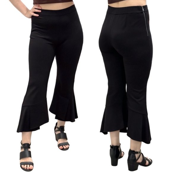 Kobi Halperin Alba High-Rise Flare-Leg Cropped Pants in Black Women’s Size M - Picture 1 of 12